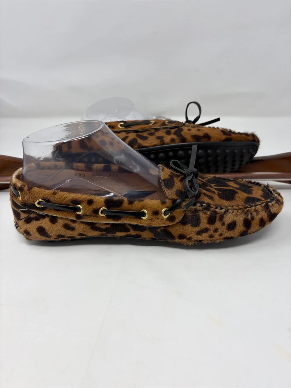 The Original Car Shoe Calf Hair Leopard Print Moccasin Driving Loafers Size 7.5